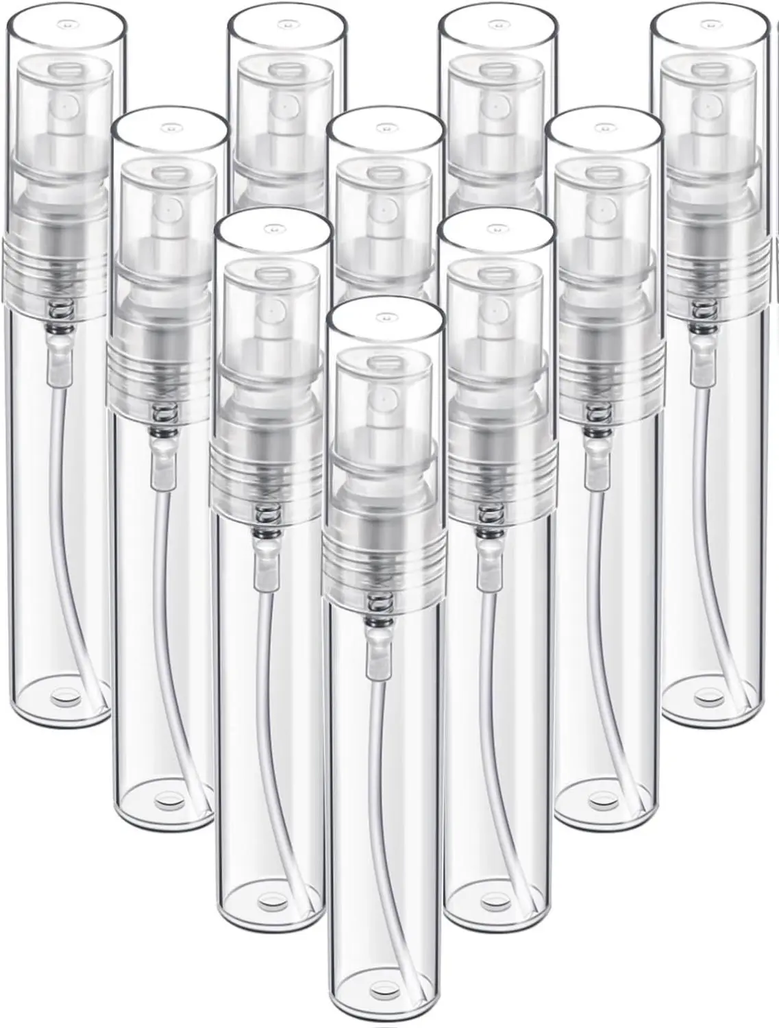 10 Pack 5ml Empty Fine Mist Refillable Plastic Spray Bottles, Leakproof Makeup Cosmetic Perfume Atomizers, Lightweight Portable Travel Containers with High Quality Nozzle and Pull-top Cap [New Deal]