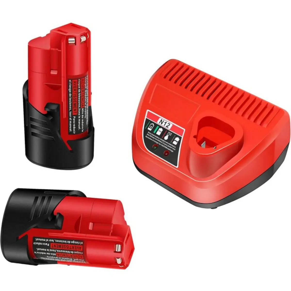 2 Packs 3.5Ah 12V Battery and Charger, Compatible with All 12V Cordless Tools- Supplied 48-11-2411 48-11-2420 48-11-2401 and N12 Battery Charger