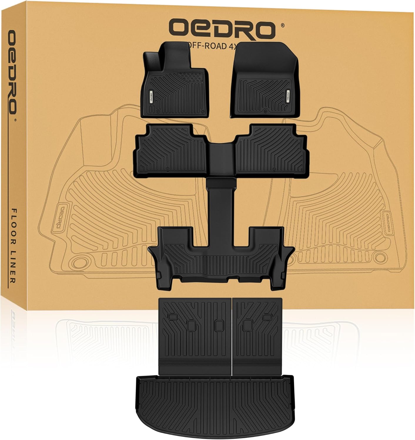 YITAMOTOR Floor Mats Trunk Mat with Backrest for Kia Telluride 2020-2025, Floor Liners for Kia Telluride EX SX Accessories, Back Seat Protector Full Mat Set