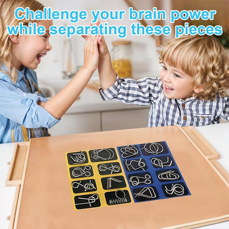 24pcs Metal Wire Puzzle Set, Brain Teaser IQ Test Disentanglemen Iron Link Unlock Interlock Game Ring Magic Trick for Party Favor Kids Adults Challenge, Holiday Gift Ideas