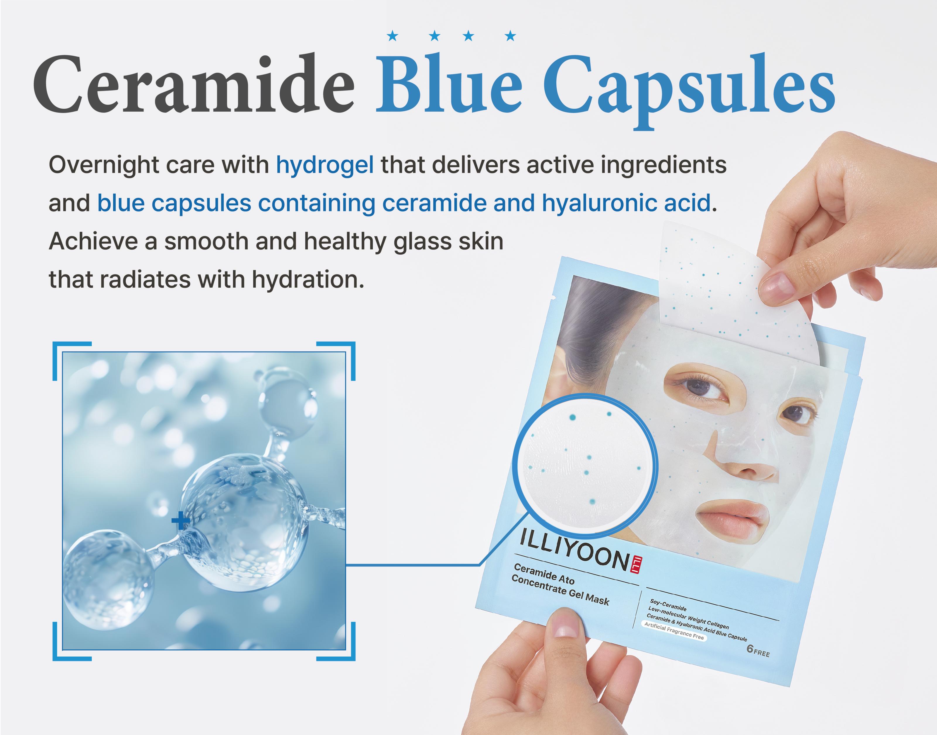 ILLIYOON Ceramide Ato Concentrate Gel Mask | Overnight Facial Mask for Glass Skin Glow, Collagen & Soy-Ceramide with Hyaluronic Acid, Korean Pore Tightening, Hypoallergenic, Vegan Certified, 1.19 oz X 4ea