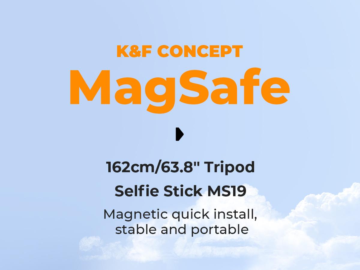 K&F CONCEPT 63.8" (1.62m) Selfie Stick Tripod – MagSafe Magnetic Mount + Built-in Bluetooth Remote | For iPhone 12-16 Pro Max/15/14/13, Works with Selfie Accessories | Ideal for Travel/Live Streaming/Vlogging/Family Gatherings/Daily Use K&F CONCEPT 63.8" (1.62m) Selfie Stick Tripod – MagSafe Magnetic Mount + Built-in Bluetooth Remote | For iPhone 12-16 Pro Max/15/14/13, Works with Selfie Accessories | Ideal for Travel/Live Streaming/Vlogging/Family Gatherings/Daily Use