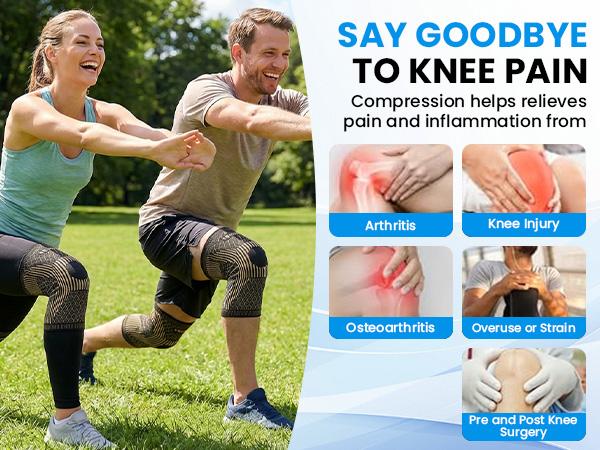 2026 NEW Copper Knee Braces for Knee Pain (2 Pack), UGEM Compression Knee Sleeves with Patella Gel Pad & Side Stabilizers, Workout Sports Knee Support for Men & Women, Meniscus Tear, ACL & Arthritis Relief