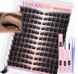 Fairy Lash Clusters Kit Fox Eye Cluster Eyelash Extensions Kit Natural Eyelash Clusters Kit Spiky Manga Wispy Cluster Lashes Cat Eye 8-20mm DIY Individual Lash Extension 144Pcs by YDAGKH