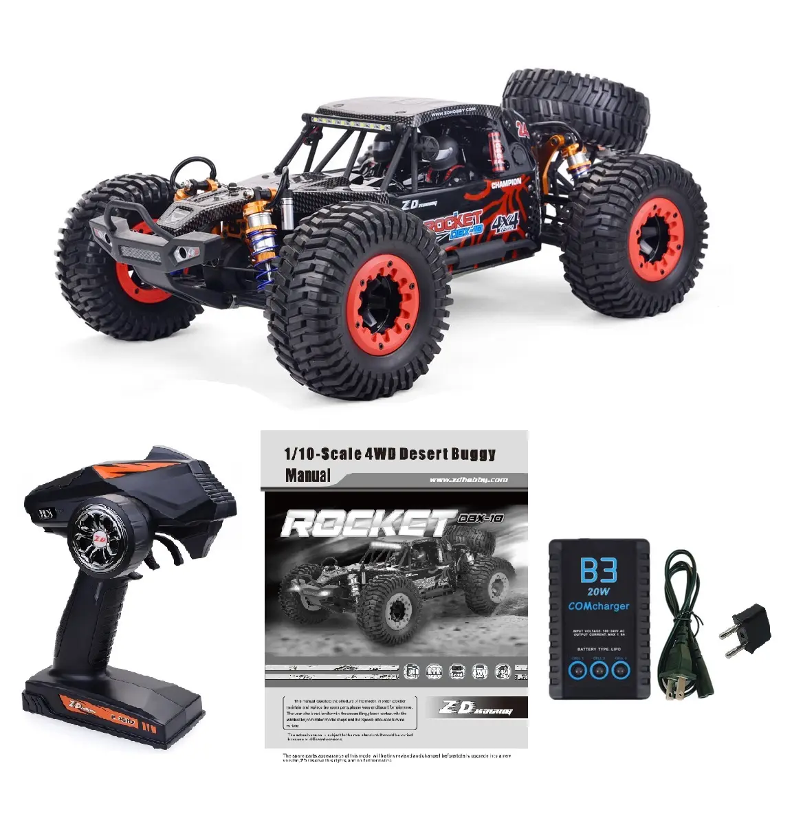 1/10 Scale Brushless Motor 4WD RC Car - Adult Offroad Control Desert Buggy with Rugged Chassis, Brushless Speed, Desert-Buggy Look, 43 MPH Max Speed, High Efficiency, Off-Road Wheels