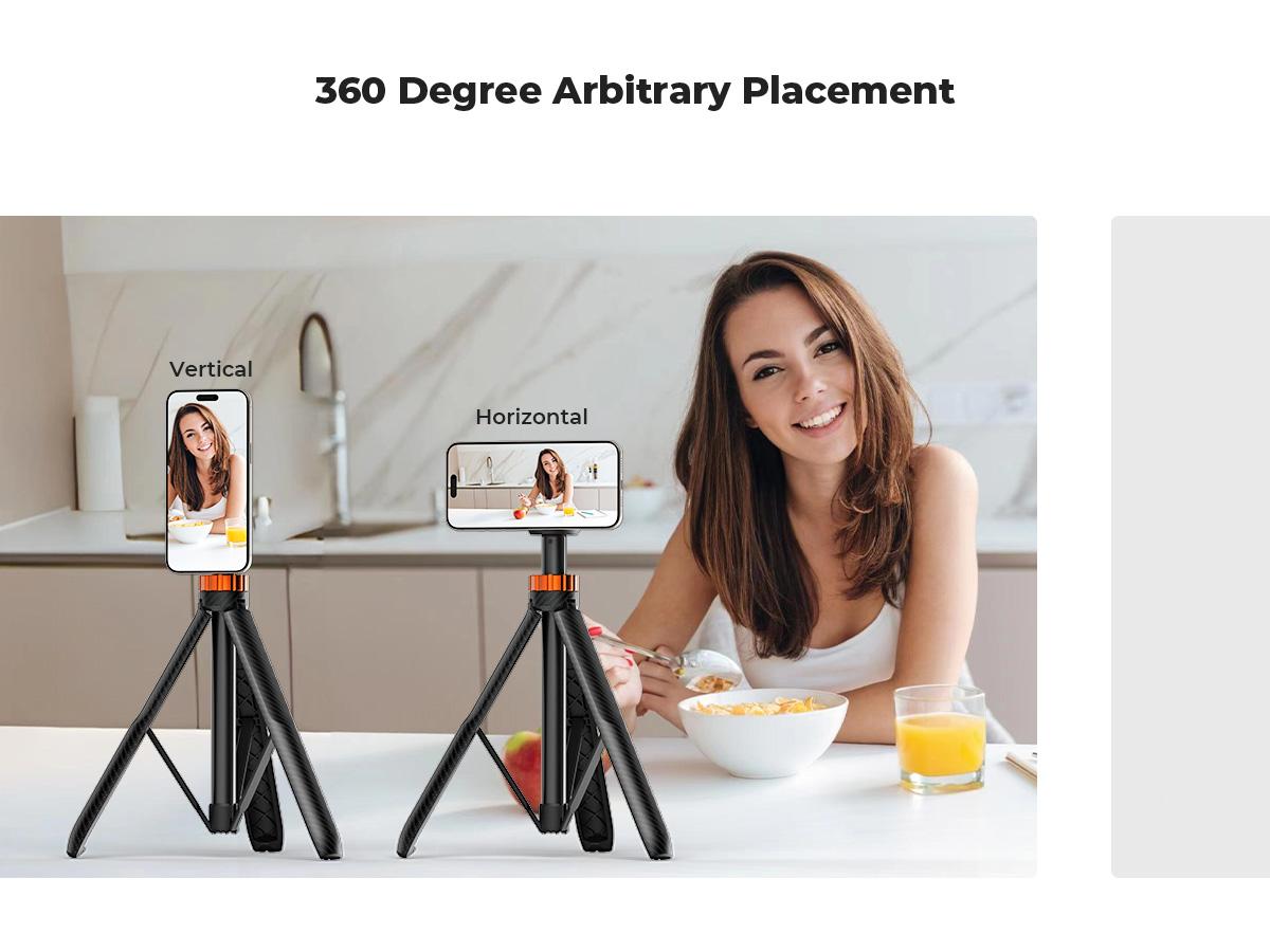 K&F CONCEPT 63.8" (1.62m) Selfie Stick Tripod – MagSafe Magnetic Mount + Built-in Bluetooth Remote | For iPhone 12-16 Pro Max/15/14/13, Works with Selfie Accessories | Ideal for Travel/Live Streaming/Vlogging/Family Gatherings/Daily Use K&F CONCEPT 63.8" (1.62m) Selfie Stick Tripod – MagSafe Magnetic Mount + Built-in Bluetooth Remote | For iPhone 12-16 Pro Max/15/14/13, Works with Selfie Accessories | Ideal for Travel/Live Streaming/Vlogging/Family Gatherings/Daily Use