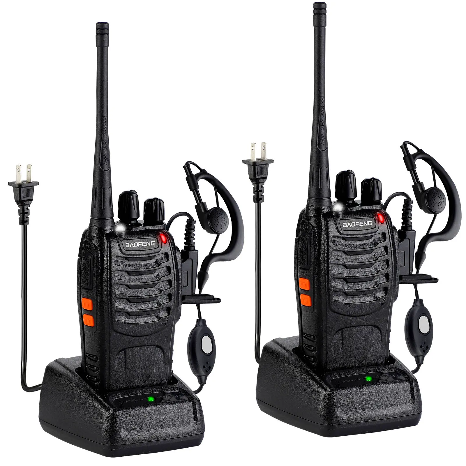 BaoFeng 888S (2pack) walkie talkie Rechargeable UHF Handheld Two-way Wireless Communication with Flashlight, Lithium Battery Charger and Headset, Suitable for Adults and Children (2pack)