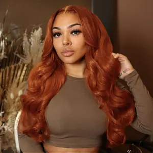 [Flash Sale] Wiggins Hair Copper Orange Loose Body Wave Wig 13*4 Lace Front Wigs Human Hair Deep Parting Space Lace Frontal Wigs Pre Plucked With Natural Hairline