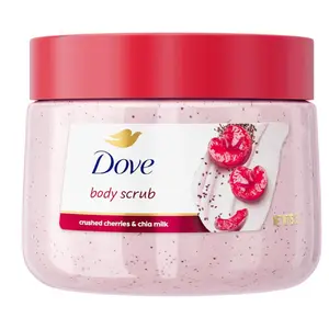 Dove Cherry & Chia Milk Body Scrub Exfoliates and Deeply Nourishes for Smooth, Radiant Skin 15 oz
