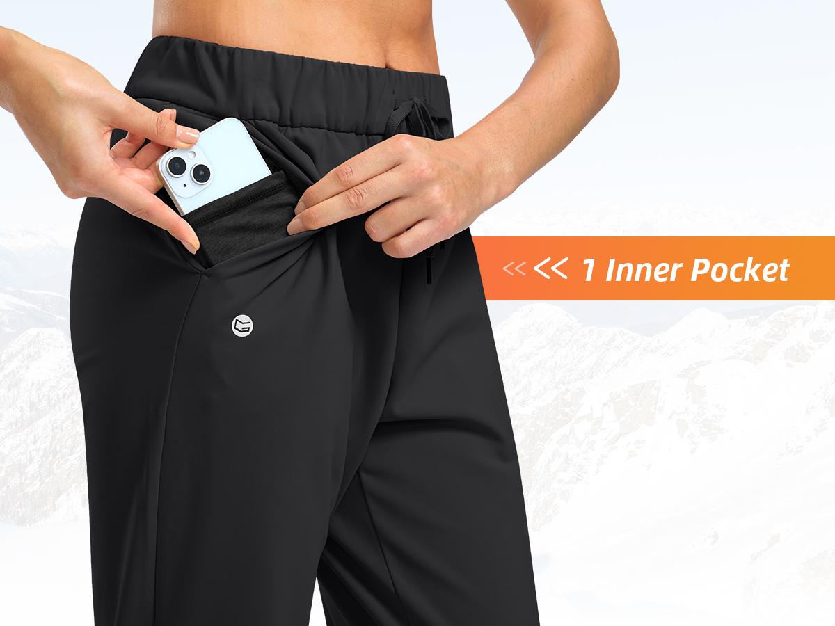 G Gradual Fleece Lined Pants Women 27.5"/29" Golf Pants 3 Pockets Water Resistant Warm Sweatpants for Cold Weather Warmth Elastic Drawstring Casual Wear