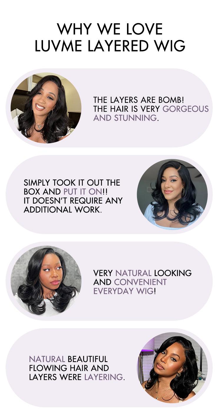 LUVME Effortlessly Chic Layered Haircut Wavy Glueless HD Minimalist Lace Short Wig Black Friday Sale — Save Big Now!