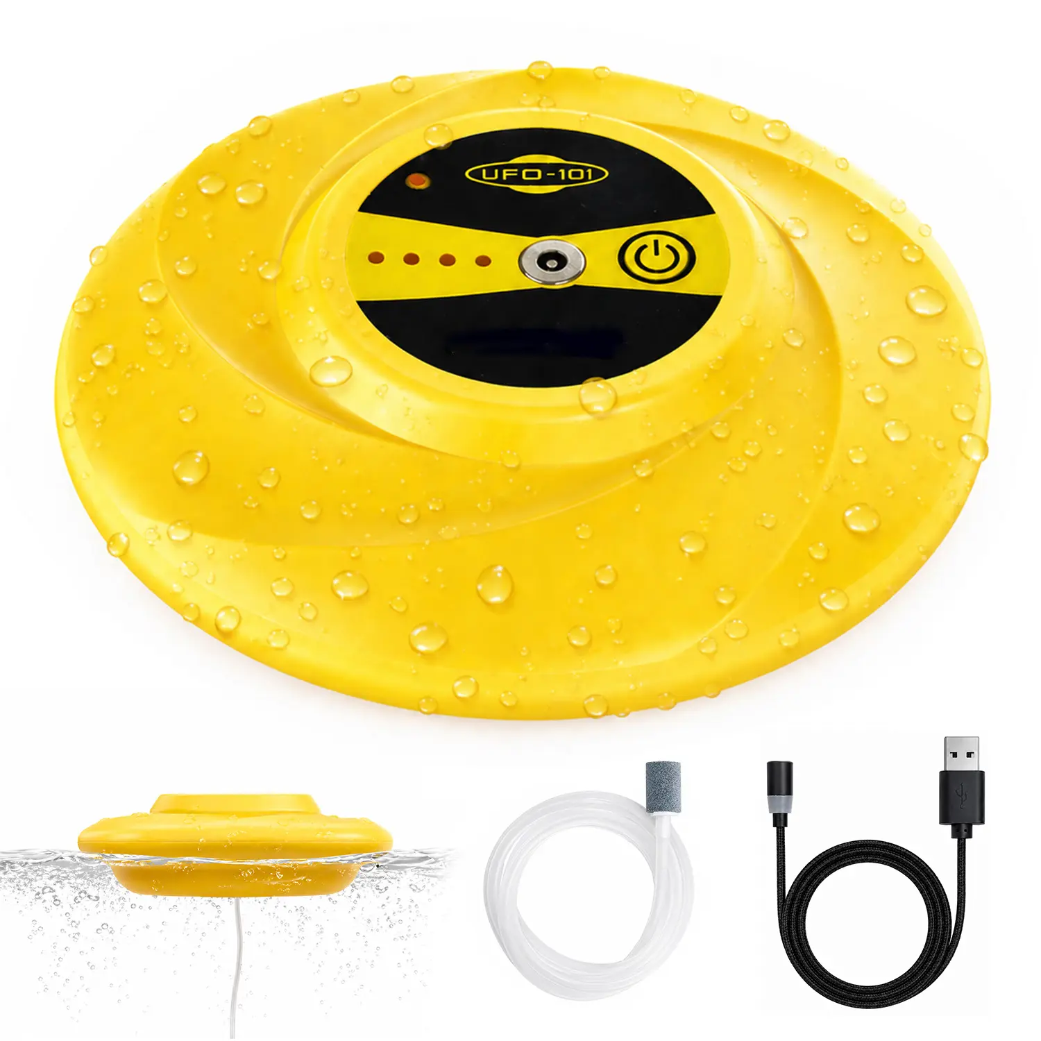 HADORAM Portable Automatic Aerating Pump - Quiet Topwater Design, USB Rechargeable LED Light, Aquarium Accessories, Float Tube Accessories, Portable Moves Between Tanks, Fish Tank Surface Aid for Water Circulation