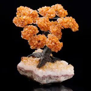 Large Citrine Gem Tree on Citrine Cluster Base