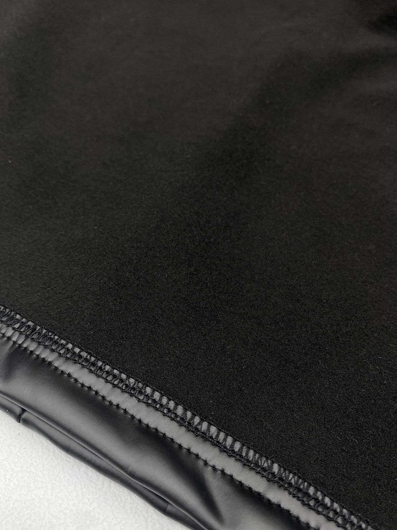 Aswulk Women's Solid Color Lace Patchwork PU Skirt with Zipper and Thin Fleece Inner Lining, Fashionable Bow Belt Mini Skirt for Daily Outdoor Wear, Ladies Bottoms for Spring & Fall & Winter Black Chic