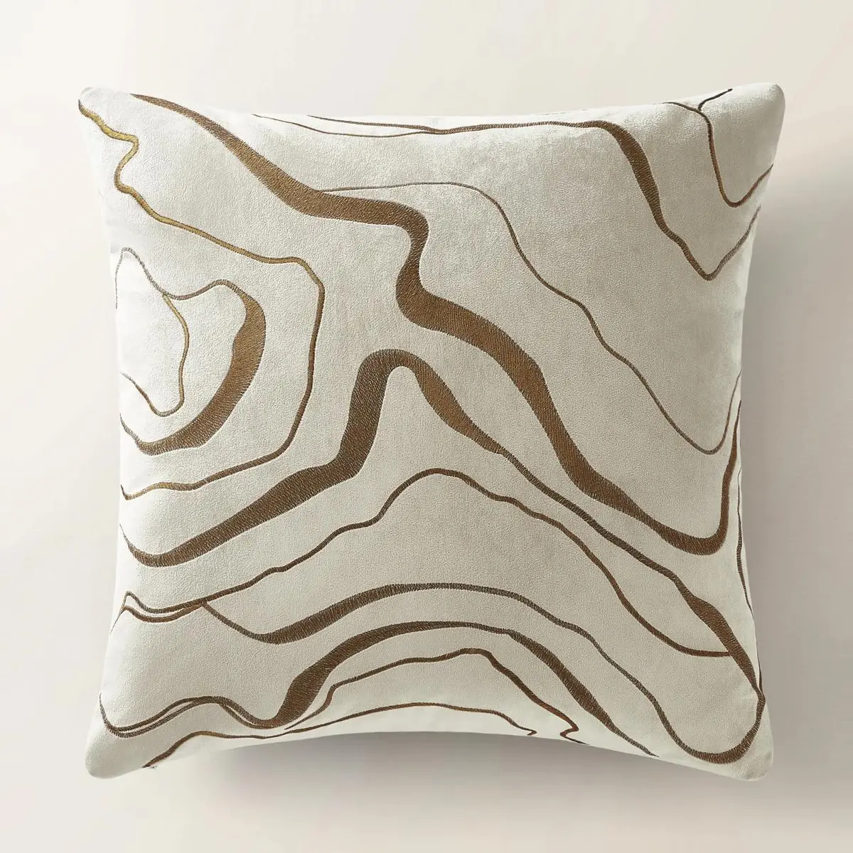 Z Gallerie Encina 22" x 22" Velvet-Polyester Topography Decorative Pillow - Feather Fill, Removable Cover, Hidden Zipper Closure, Metallic Stitched Design, Imported, Rust/Ivory or Silver/Ivory Upholstered Home Textile for Sofas, Artistic Flair