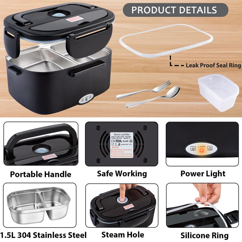 2025 Electric lunch box with Cutlery and Bag 80W 1,5L, Kitchen Gadgets, Kitchen Utensils Food Storage Container Tableware 2025 Electric lunch box with Cutlery and Bag 80W 1,5L, Kitchen Gadgets, Kitchen Utensils Food Storage Container Tableware