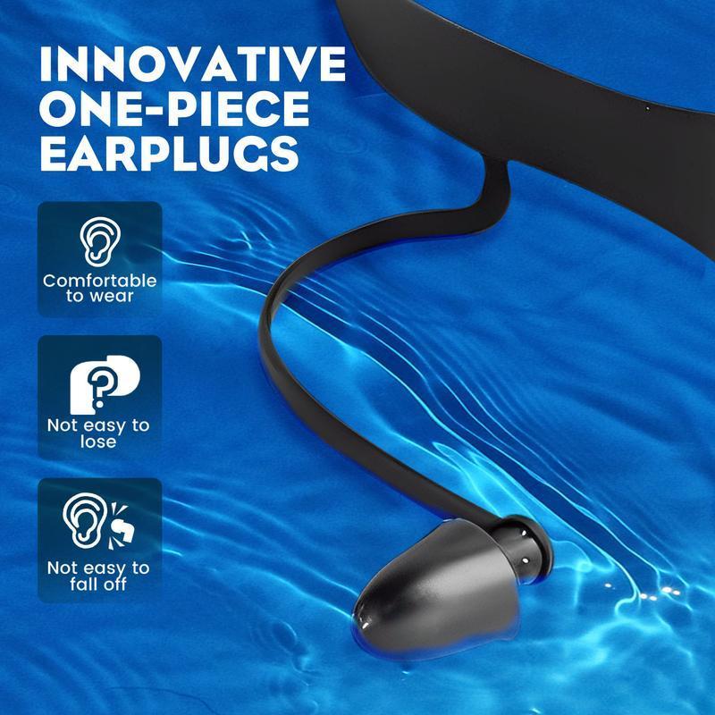 GOECI 2 Pack - Swim Goggles for Adults & Kids - Anti-Fog Full-Coverage, 3-Color UV Lens, Waterproof Earplugs & Nose Clip, Fit Outdoorfun