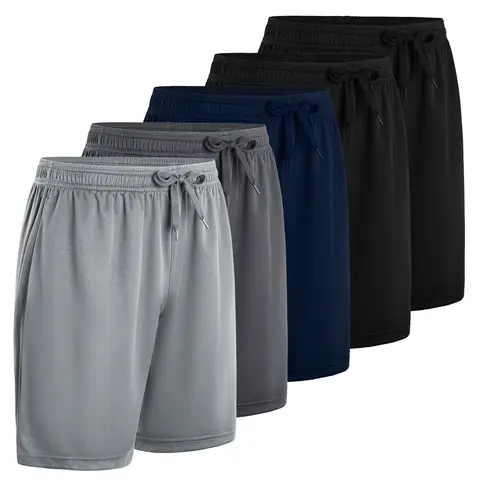 Men's Premium Solid-Colored Quick-Dry Fabric Athletic Wear Shorts - Lightweight, Breathable, Loose-Fit Elastic Waist Drawstring Bottoms with 2 Side Deep Pockets, Hang-Dry, Plus Sizes up to 3XL for Outdoor Running, Workouts, Football