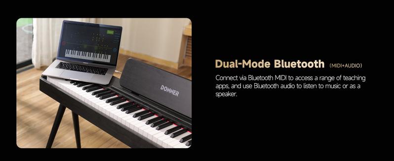 onner OURA S100 Home Digital Piano with 88 Key Graded Hammer Weighted Keyboard for Beginner, Boasts Bluetooth, 3 Original MIDI Demos, Local Off Function, 2 * 10 W, USB-MIDI, Piano Three Pedal, Black