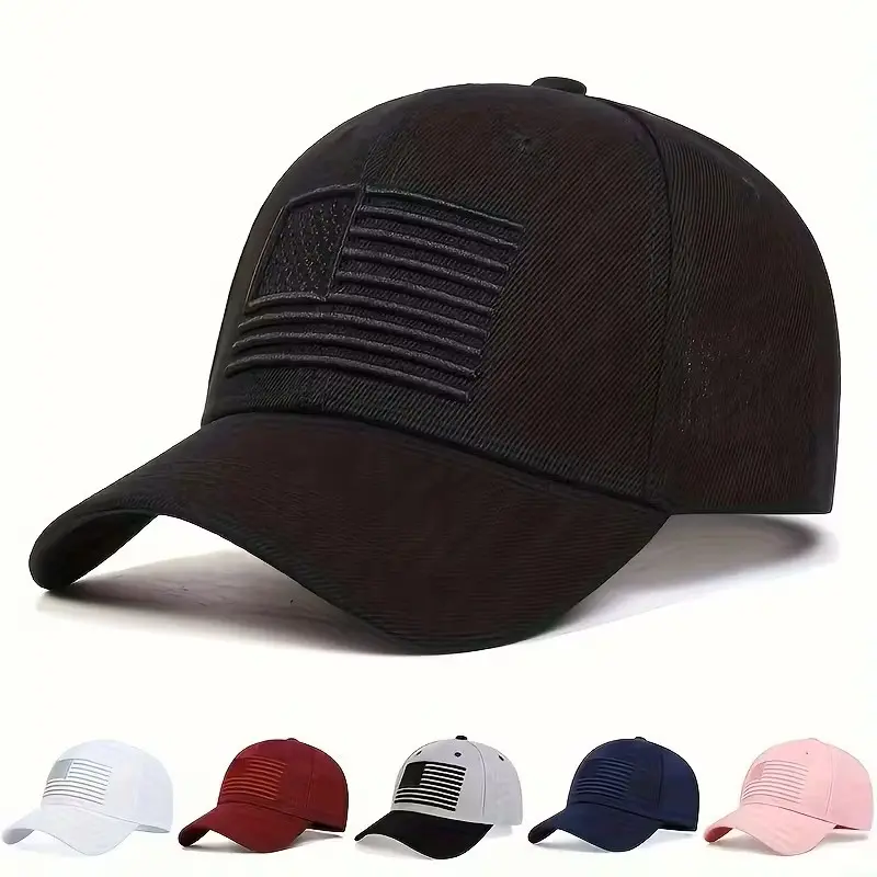 American Flag Baseball Cap – Embroidered USA Patriotic Hat, Adjustable Low Profile Dad Cap for Men & Women – Tactical, Casual, Military Style – 8 Colors – Black, Red, Navy, Green & More