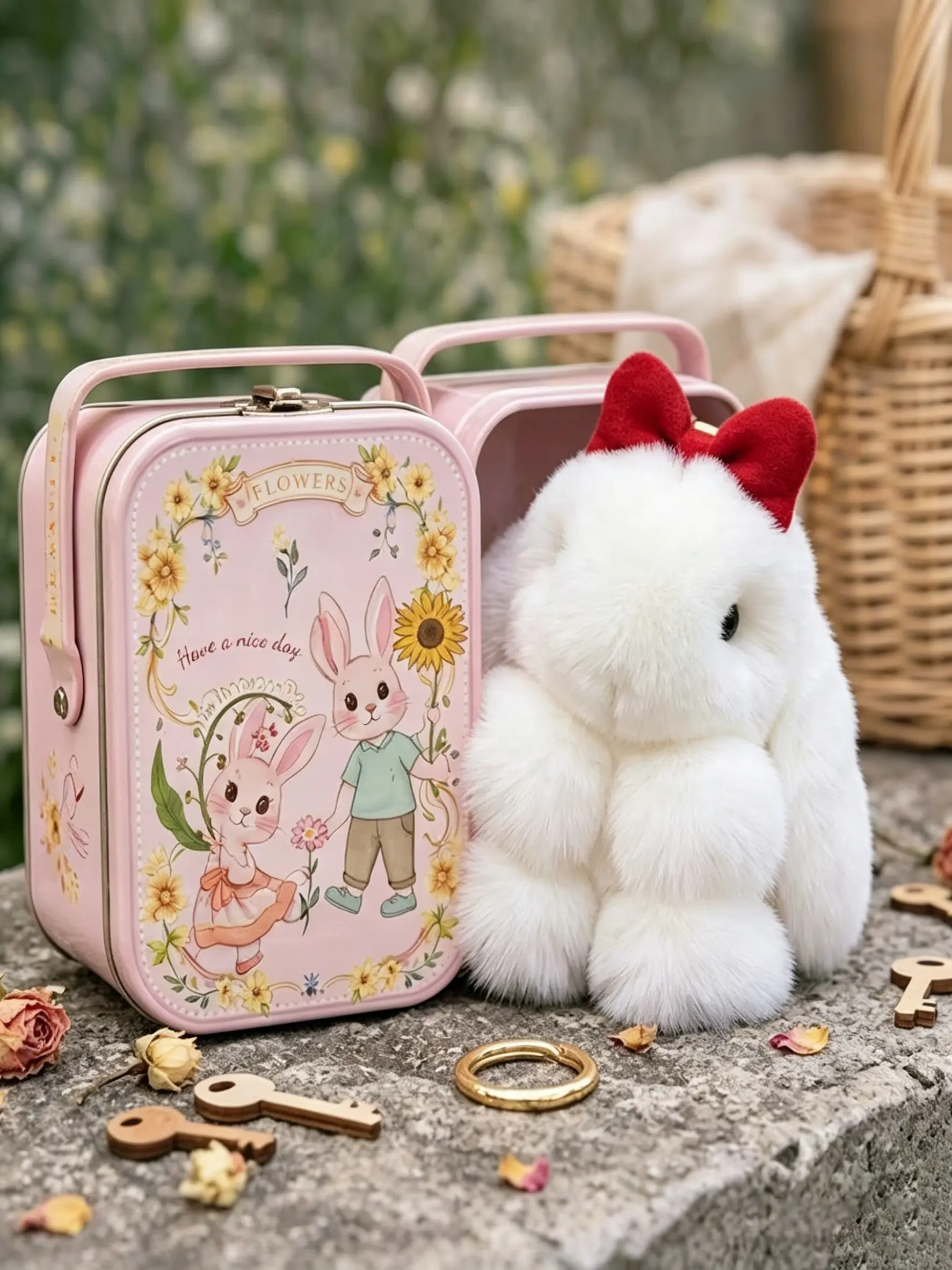 Lop-Eared Rabbit Bag Charm Gift Box Set, Cute Bag Pendant, Soft Imitation Rabbit Fur, 3D Shape, Childlike Print, Fairy Tale Feel, Holiday & Kids Gifts, Bag Charms For Handbags