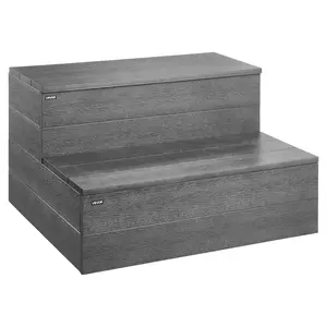 【FathersDayGift】VEVOR Hot Tub Steps, 2-Step Spa Outdoor Stairs, Heavy Duty 25 inch Wide HIPS Above-Ground/Inflatable Pool Ladder with 600 lbs Weight Capacity, Multi-Use for Porch, Patio, Deck, Campers, Graphite Gray