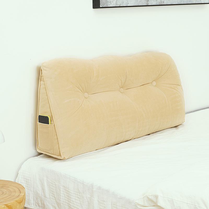 Velvet Headboard Wedge Pillow (40x20x8 inch) Detachable Bed Wedge Pillow for Sleeping with Phone Pocket Bedside Bed Rest Cushion for Bedroom,Living Room,Sofa