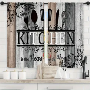 2pcs Vintage Rustic Kitchen Window Curtains Kitchen Curtains Living Room Curtains for Living Room Windows Bedroom Windows Blackout Curtains Privacy Protection Curtains for Bedroom Living Room Valentines Decorations Room