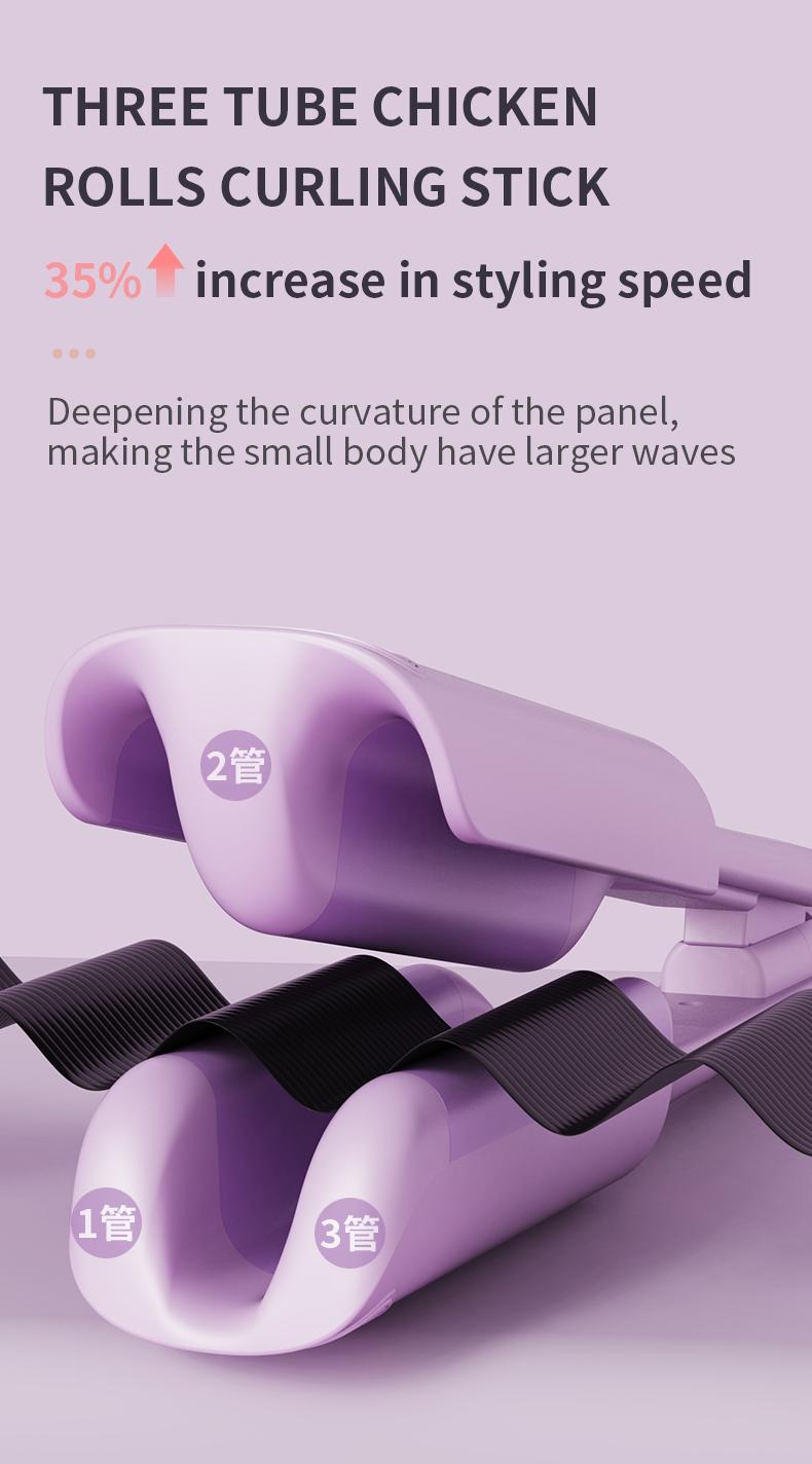 Deep Wave Curling Iron with Negative Ion Tech - 32MM French Wave Curling Iron 30W Power 2 Barrels Adjustable Temperatures Fast Heating 30 Seconds Auto-off Safety Lock Comfortable Grip for All Hair Types prime salon-quality curl