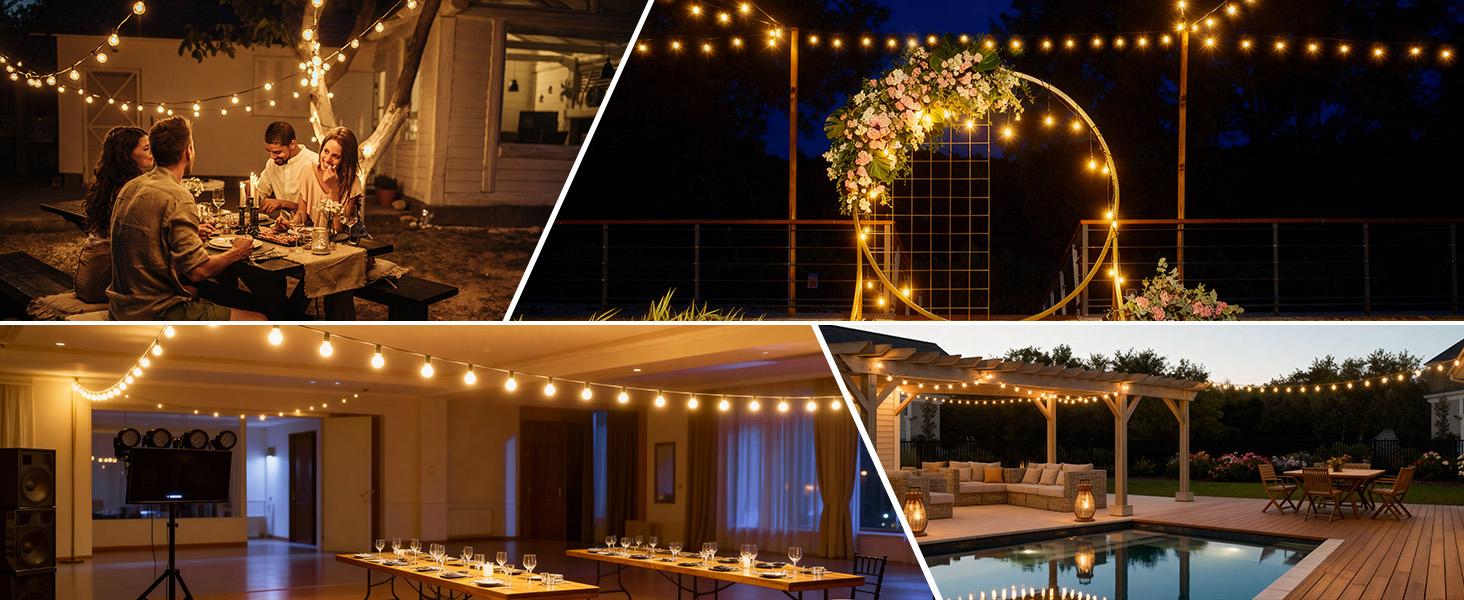 echosari Outdoor String Lights with APP Control, 200FT G40 LED String Lights for Outside with 84 Shatterproof Bulbs, Hanging Patio Lights for Balcony Apartments Backyard, Bistro,Garden, Porch, Party echosari Outdoor String Lights with APP Control, 200FT G40 LED String Lights for Outside with 84 Shatterproof Bulbs, Hanging Patio Lights for Balcony Apartments Backyard, Bistro,Garden, Porch, Party