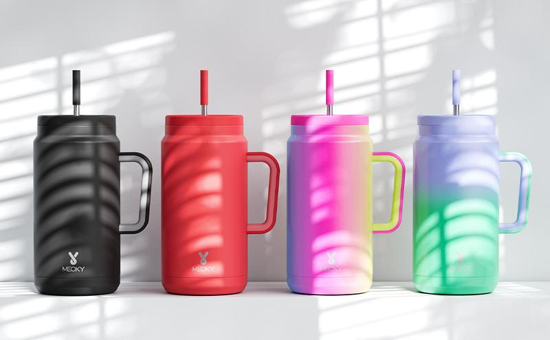 Meoky [Live Exclusive] 50 oz Tumbler with Handle and Straw, Stainless Steel Vacuum Insulated Tumbler with Lid and Straw, Keeps Cold for 36 Hours, 100% Leak-proof, BPA-Free, Non-slip Base,Valentine's Day gift Vacuumflask Drinkware