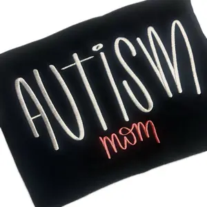 Navy Autism Mom embroidered  Womenswear Topssweatshirt,Women sweatshirt