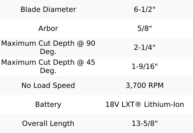 Makita XSS02Z 18V LXT Lithium-Ion Cordless 6-1/2" Circular Saw (Tool Only)