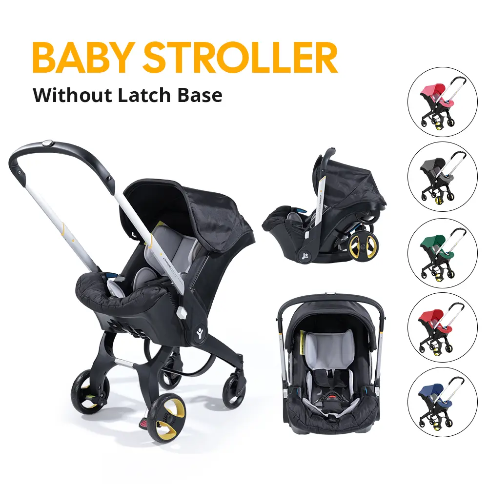 All-In-1 Convertible Baby Stroller Caddy (Without Latch Base) - Foldable, Waterproof, 3-6 Months, Aluminum Alloy, Reversible Seat, Adjustable, Canopy Sun Protection, Cooling, Compact, Lightweight, Affordable