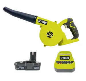 Ryobi 18-Volt ONE+ Cordless Compact Workshop Blower Kit with Battery & Charger, (Non-Retail Packaging)