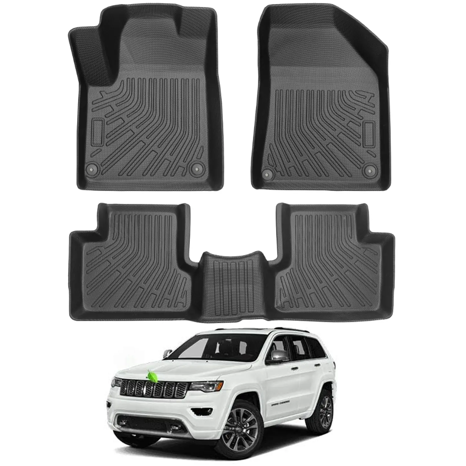 Canvcle Floor Mats for Jeep Cherokee Gas Model 2016-2020 (Not for Grand Cherokee) All Weather Floor Mats TPE Car Mats Front Rear 2 Row Floor Liners High Edges Anti-Slip Accessories