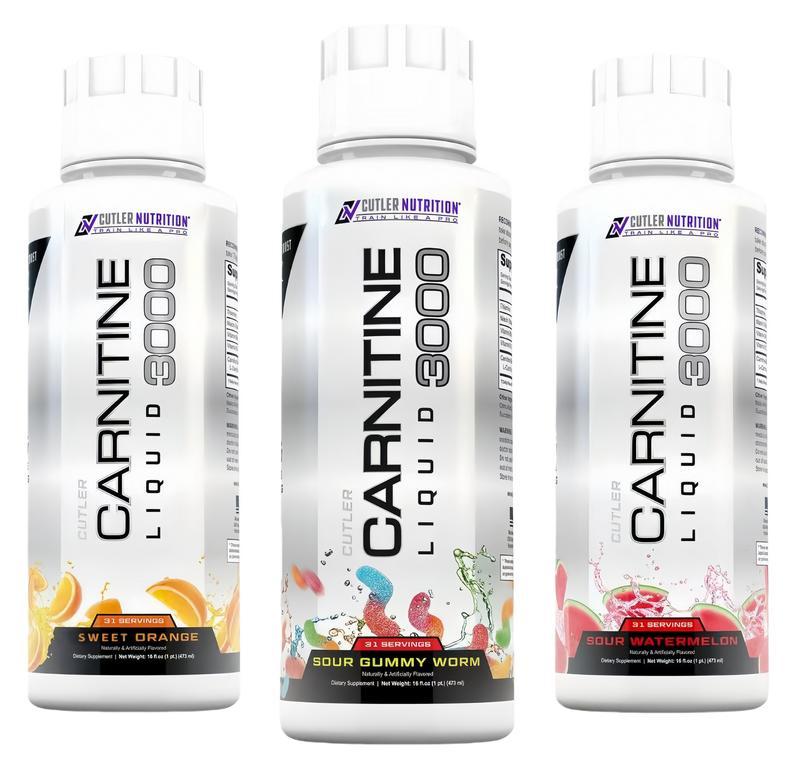Cutler Nutrition 3 Pack Multi Flavor Carnitine Liquid 3000Energy Sport Beverage Drink Variety Pack