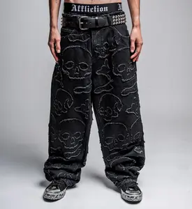 Affliction Men's Wide Leg Denim Jeans Eternal Skull