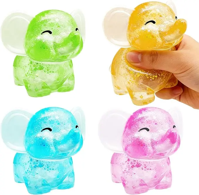 4PCS Elephant Sugar Ball Stress Balls Elephants Sensory Fidget Toys for Adults Kids, Animal Stress Relief Toys for Classroom Prizes Party Favors