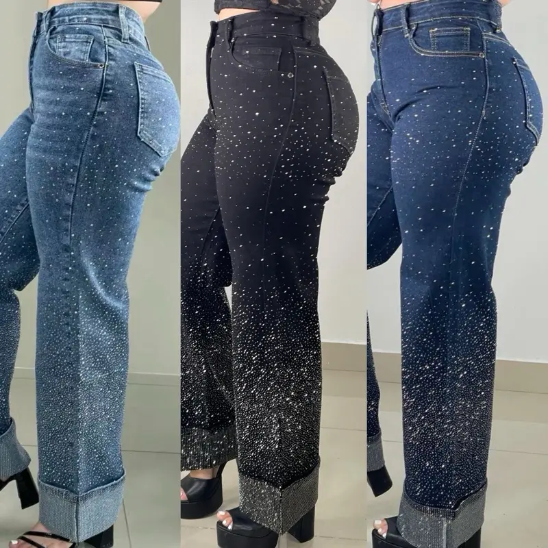 Kendall's Rhinestone Straight Denim Medium Wash Jeans