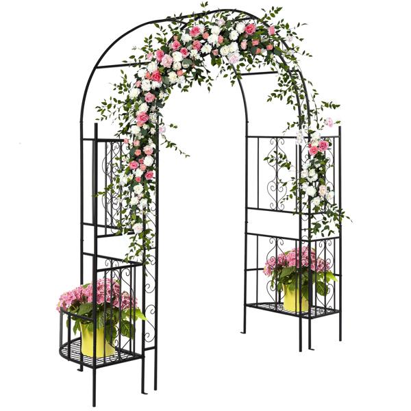 Arc Roof Double Layer Arch Trellis for Garden Vine Support, Sturdy Rustproof Iron Frame, Easy Ground Stake Installation, 78x23x83.9 Inch