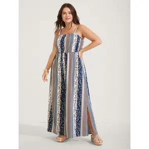 BLOOMCHIC Plus Size Boho Stripes Stretchy Waist Jumpsuit [M-6X]2026 Summer Vibes Swimweek