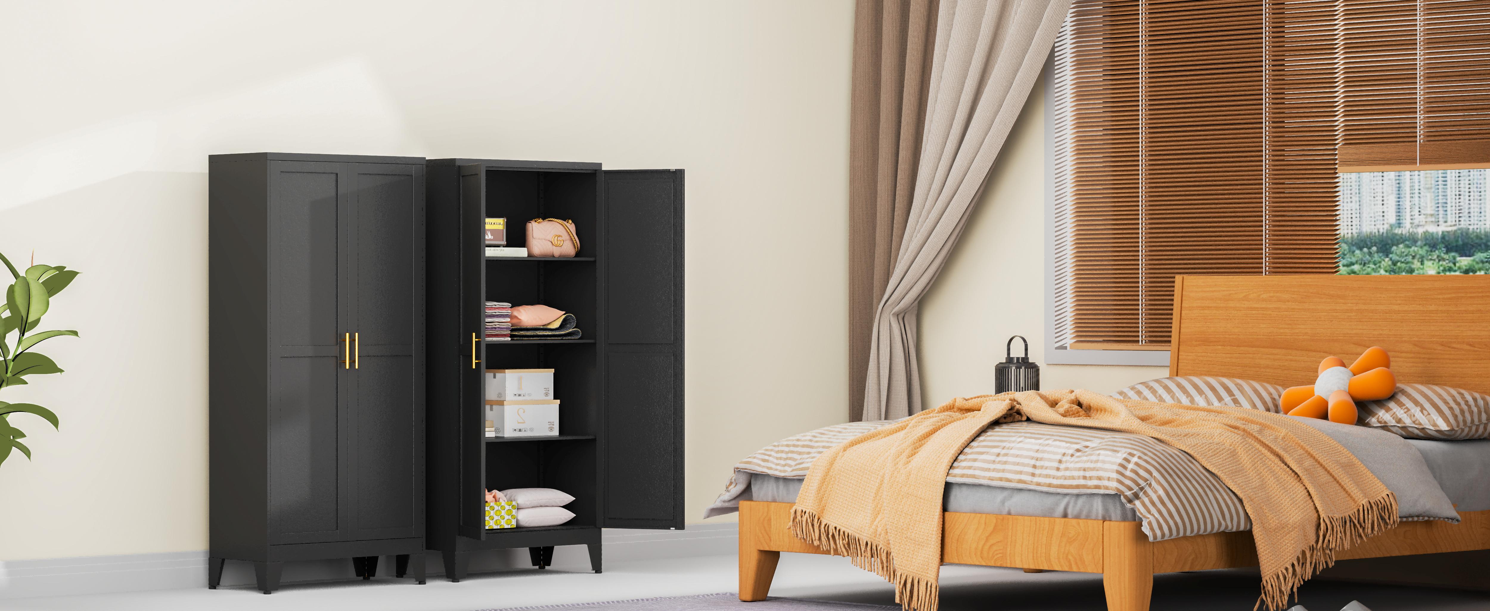 Metal Pantry Cabinet 47"with 2 Doors & 3 Adjustable Shelves, Kitchen Pantry Storage Cabinets for Dining Room, Living Room, Bathroom Furniture Organization storage cabinets drawer dresser Freestanding Cupboard Metal Pantry Cabinet 47"with 2 Doors & 3 Adjustable Shelves, Kitchen Pantry Storage Cabinets for Dining Room, Living Room, Bathroom Furniture Organization storage cabinets drawer dresser Freestanding Cupboard