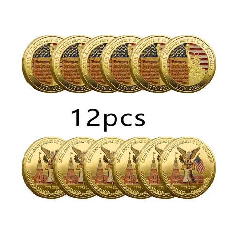 6pcs/12pcs 250th US Independence Anniversary Collectible Challenge Coin Set - 1776-2026 Replica Coins for Independence Day, Veterans, Birthdays, History Enthusiasts, With Plastic Case