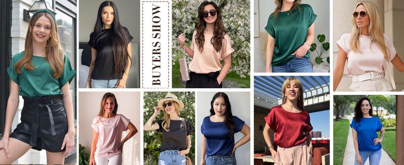 2 Pieces Sets Women's Short Sleeve Pullover Blouses Satin Silk Shirts Casual Loose Work Tunic Tops