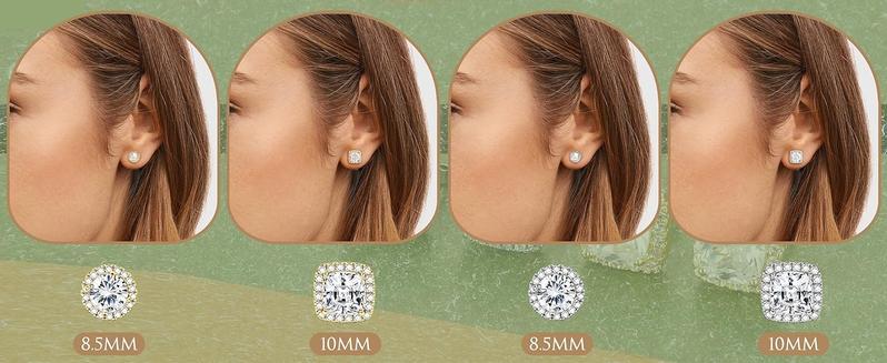 Funrun Halo Stud Earrings 2/4-Pair Set | 18K Gold & White Gold Plated | Skin-Friendly 925 Silver Post | Couple Jewelry Unisex