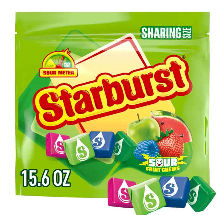STARBURST Sour Chewy Candy Individually Wrapped Fruit Chew, Sharing Size, 15.6 Oz Resealable Bag