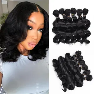 Body Wave Synthetic Hair Weave 6 Hair Bundles Deals 10 Inche Hair Bundles Color Natural Black Synthetic Hair Weft