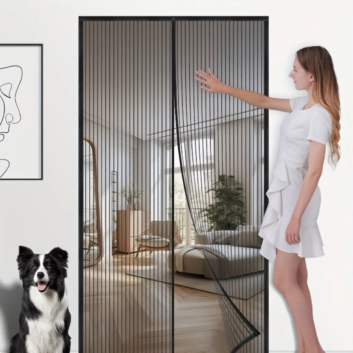 Self-Sealing Screen Magnetic Door Closure Heavy Duty,Self Sealing,King Kong Mesh Outdoor Partition:Bug-Blocking Privacy Screen for Patio,Garden,Pet & Kid Friendly - Easy Install garage privacy screen Mosquito Net Screen custom gate Breathable Curtain