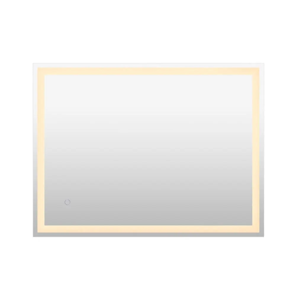 JONATHAN Y Pax Rectangular Frameless Glass Wall Mirror, Modern Bathroom Vanity Mirror with LED Lights, Antifog, Front/Back-Lit, Smart Touch Control, Warm White, Eco-Friendly